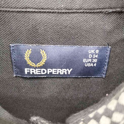 フレッドペリー FRED PERRY 襟チェック切替 レーヨン シャツワンピース レディース US:4